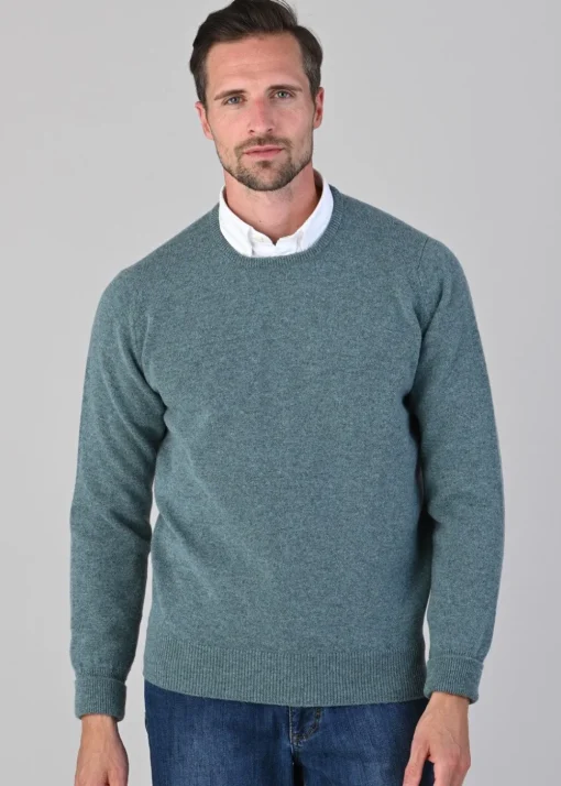 Rob 2 Ply Lambswool Crew Neck - Caspian