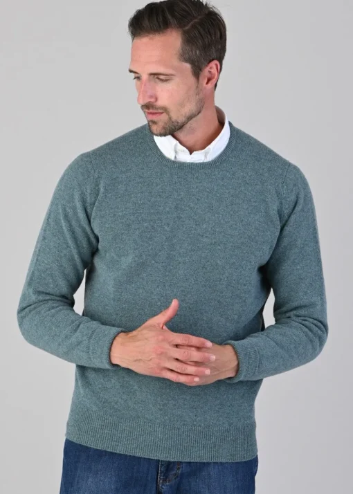 Rob 2 Ply Lambswool Crew Neck - Caspian