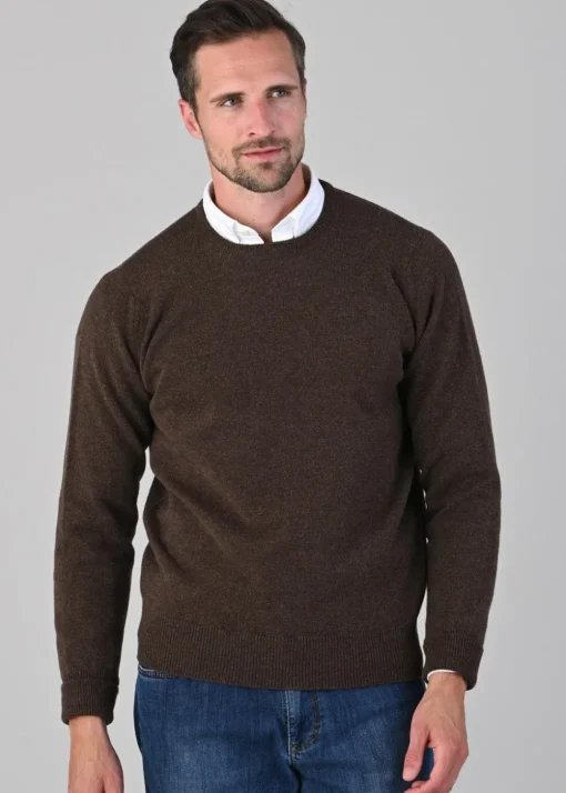 Rob 2 Ply Lambswool Crew Neck - Mocha