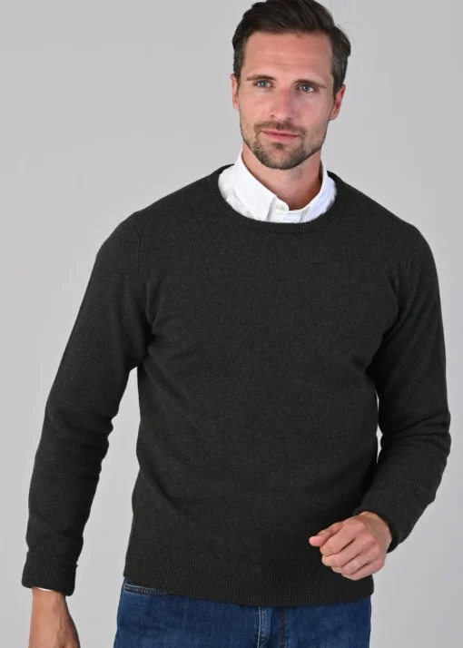 Rob 2 Ply Lambswool Crew Neck - Seaweed