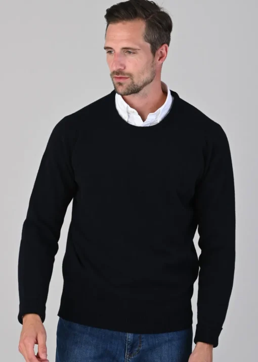 Rob 2 Ply Lambswool Crew Neck - Navy