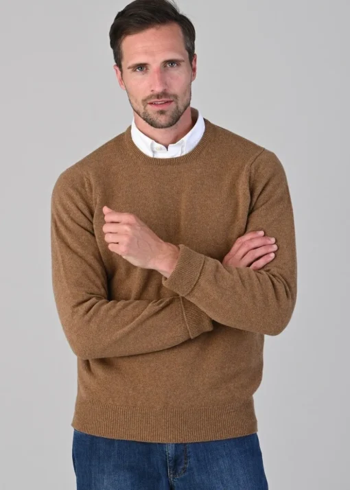 Rob 2 Ply Lambswool Crew Neck - Driftwood