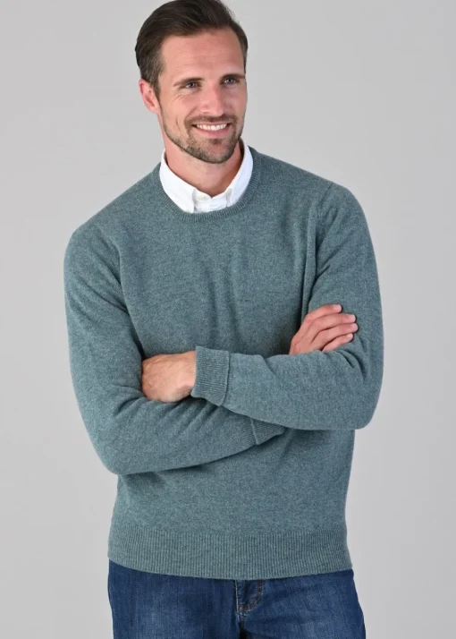 Rob 2 Ply Lambswool Crew Neck - Caspian