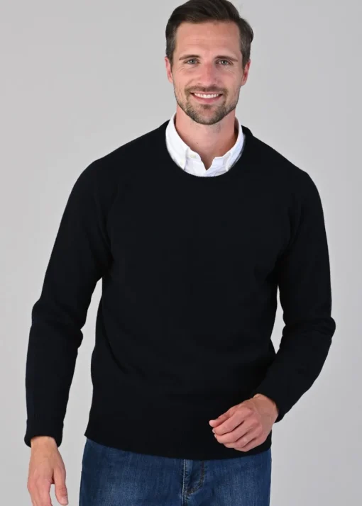 Rob 2 Ply Lambswool Crew Neck - Navy
