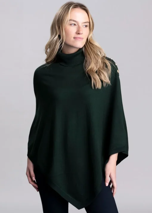 Roll Neck Cape - Deep Emerald