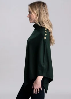Roll Neck Cape - Deep Emerald