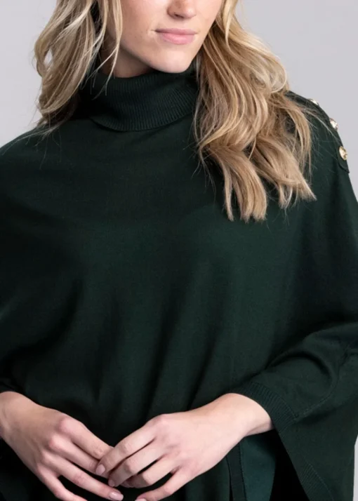 Roll Neck Cape - Deep Emerald