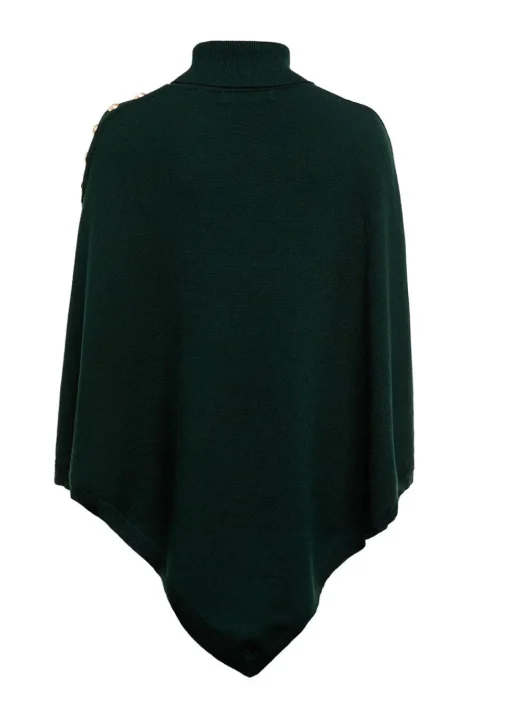 Roll Neck Cape - Deep Emerald