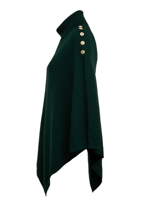 Roll Neck Cape - Deep Emerald