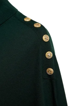 Roll Neck Cape - Deep Emerald