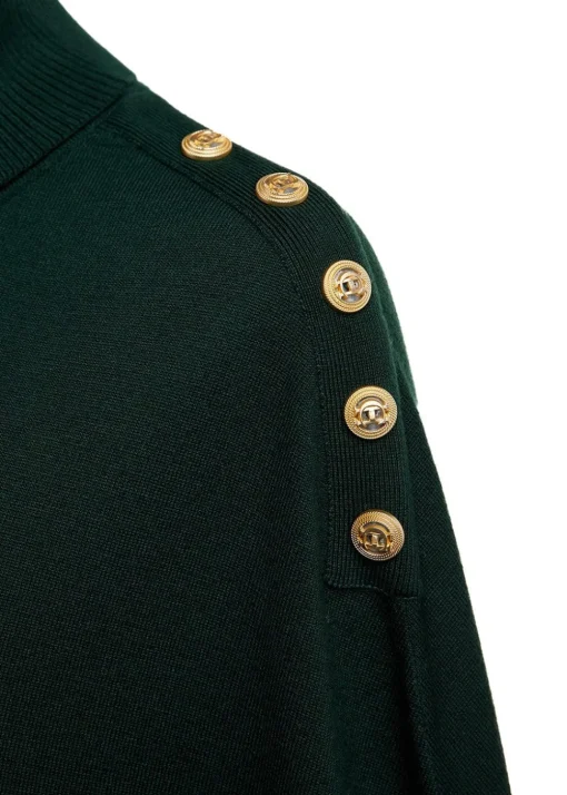Roll Neck Cape - Deep Emerald