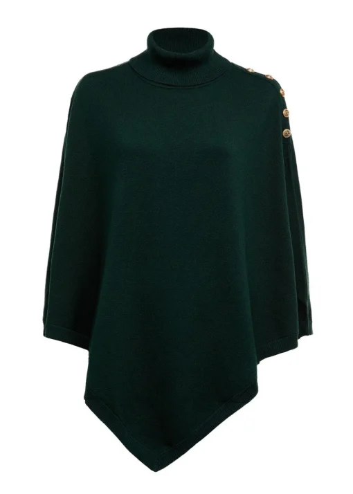 Roll Neck Cape - Deep Emerald