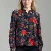 Rose Print Blouse - Classic Blue
