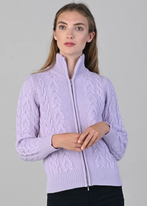 Rosie Cashmere Cable Jacket - Freesia