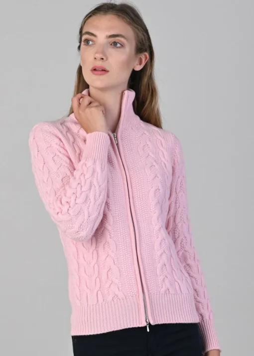 Rosie Cashmere Cable Jacket - Marshmallow