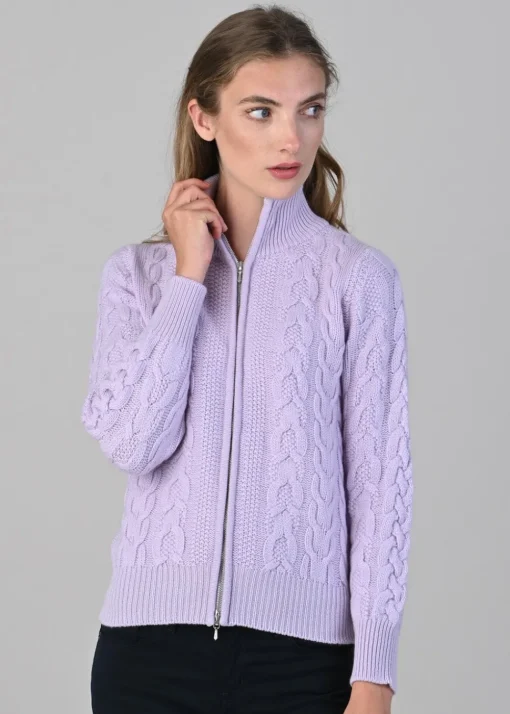 Rosie Cashmere Cable Jacket - Freesia