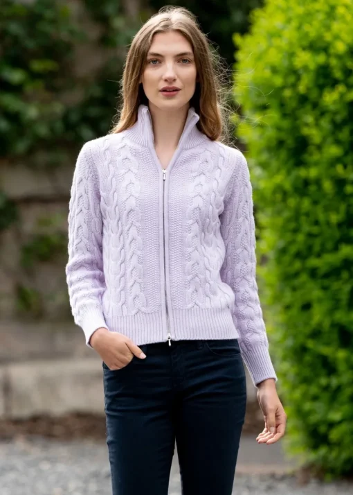 Rosie Cashmere Cable Jacket - Freesia