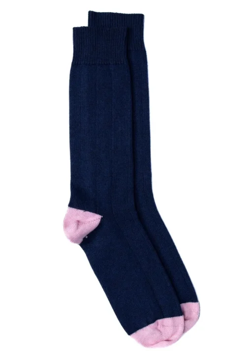 Rugger Heel and Toe Socks - Baby Pink and Navy