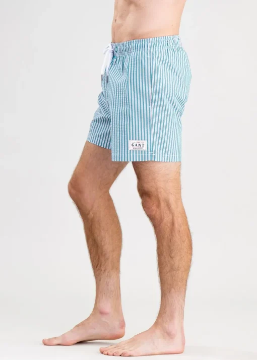 Seersucker Swim Shorts - Ocean Turquoise