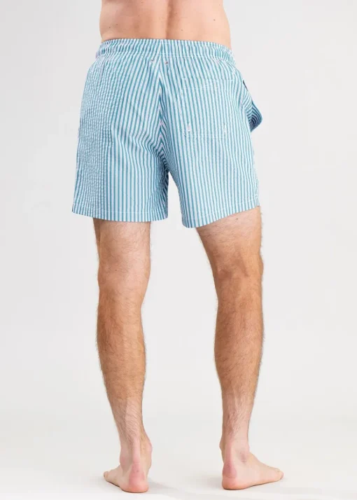 Seersucker Swim Shorts - Ocean Turquoise