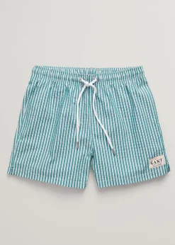 Seersucker Swim Shorts - Ocean Turquoise