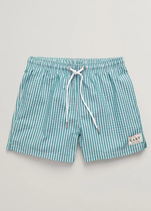 Seersucker Swim Shorts - Ocean Turquoise