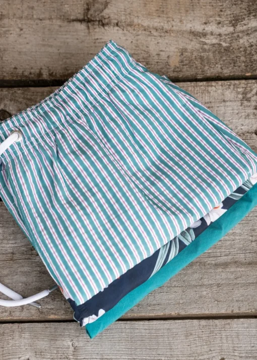 Seersucker Swim Shorts - Ocean Turquoise