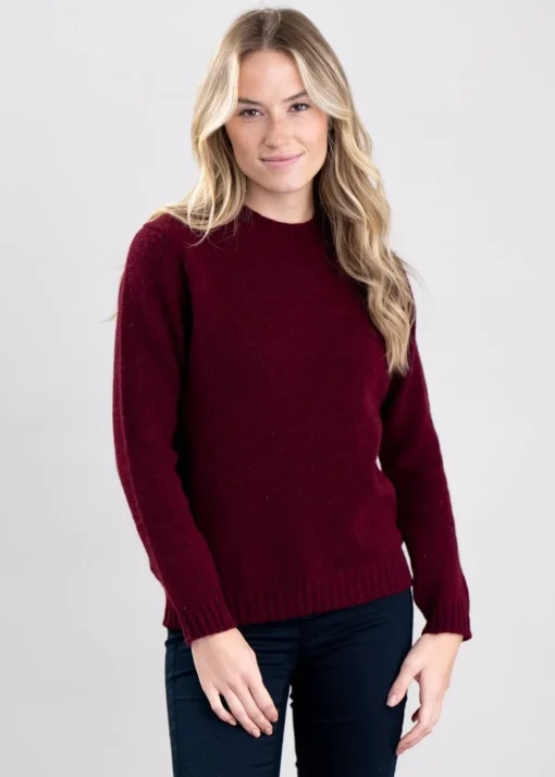 Sharon Shetland Crew Neck - Bordeaux Mix