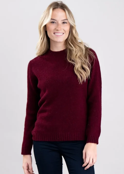 Sharon Shetland Crew Neck - Bordeaux Mix