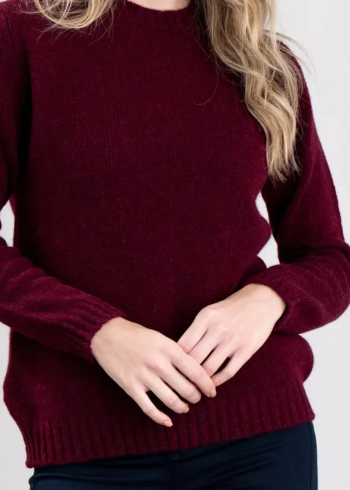 Sharon Shetland Crew Neck - Bordeaux Mix
