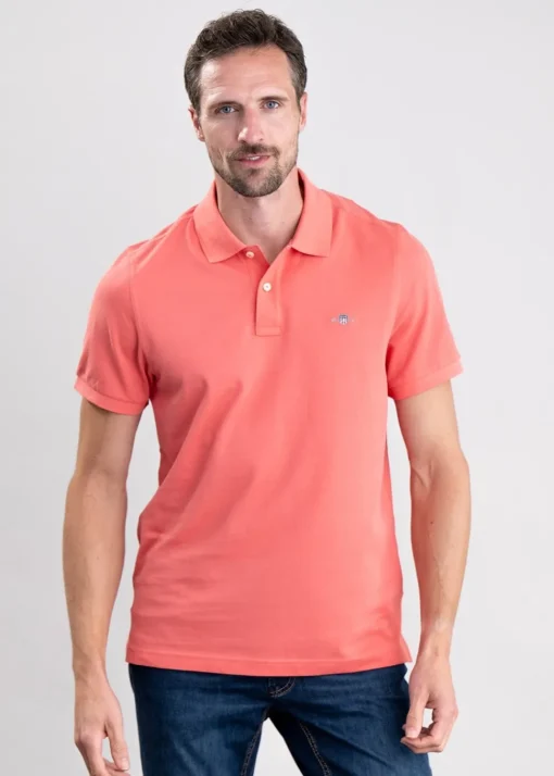 Shield Pique Polo - Sunset Pink