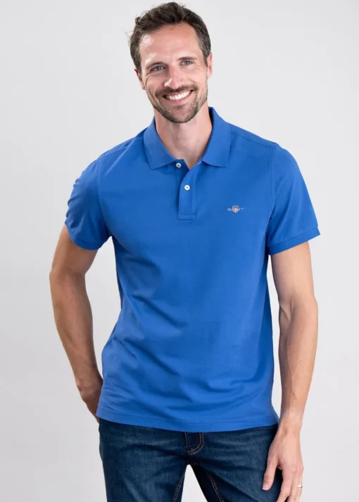 Shield Pique Polo - Rich Blue