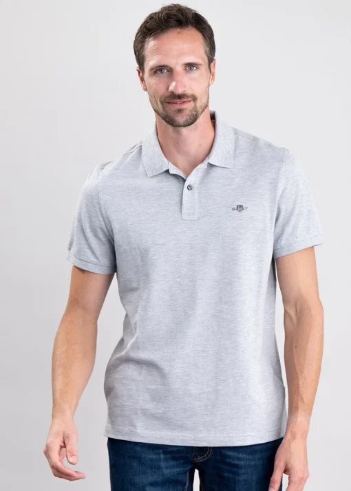 Shield Pique Polo - Grey Melange
