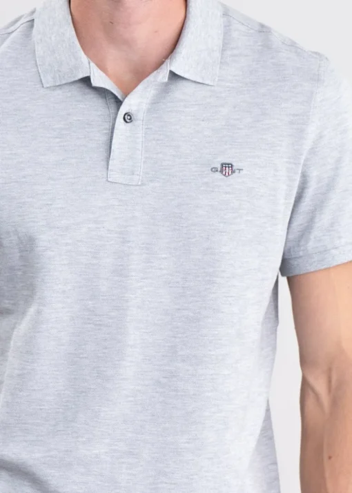 Shield Pique Polo - Grey Melange