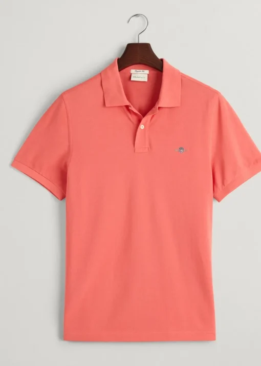 Shield Pique Polo - Sunset Pink