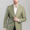 Shilbottle Tweed Jacket - Green Herringbone with Blue and Purple Check