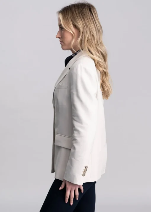 Slim Stretch Linen Blazer - Soft Oat