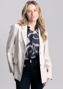 Slim Stretch Linen Blazer - Soft Oat