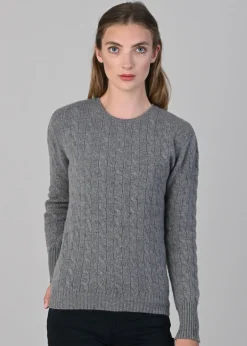 Sophia Cashmere Cable Crew Neck - Flannel