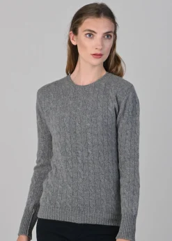 Sophia Cashmere Cable Crew Neck - Flannel