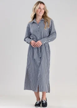 Striped Poplin Shirt Dress - Classic Blue