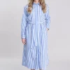Striped Poplin Shirt Dress - White