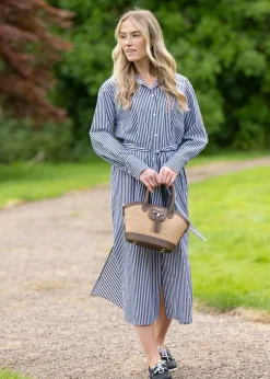 Striped Poplin Shirt Dress - Classic Blue