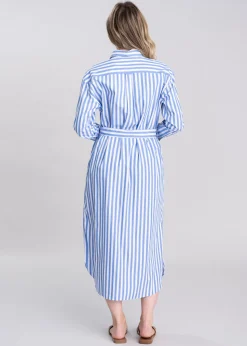 Striped Poplin Shirt Dress - White
