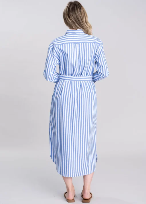 Striped Poplin Shirt Dress - White