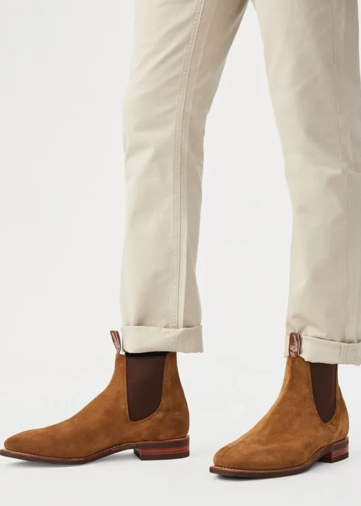 Suede Comfort Craftsman Boots - Tobacco