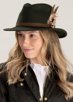 Suffolk Fedora Bronze Side Feather - Olive