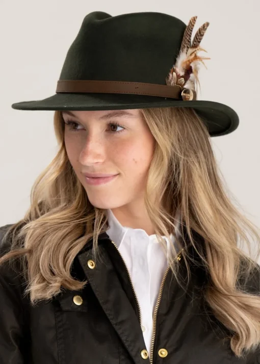 Suffolk Fedora Bronze Side Feather - Olive