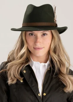 Suffolk Fedora Bronze Side Feather - Olive
