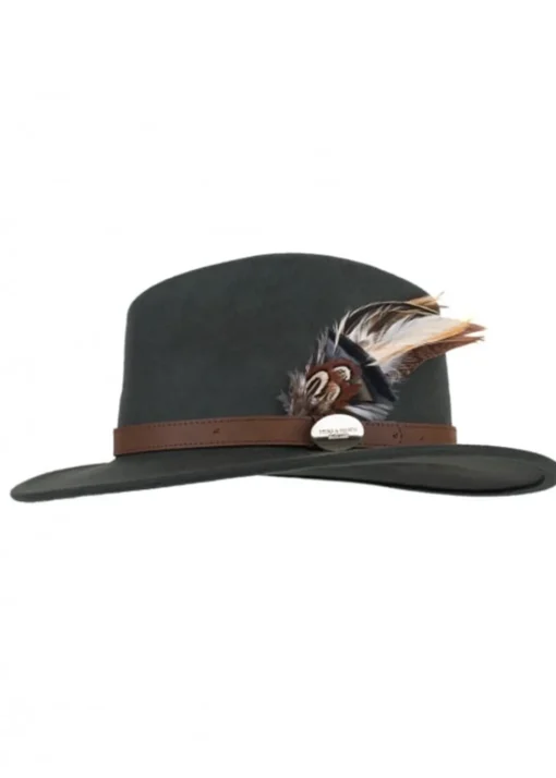 Suffolk Fedora Bronze Side Feather - Olive